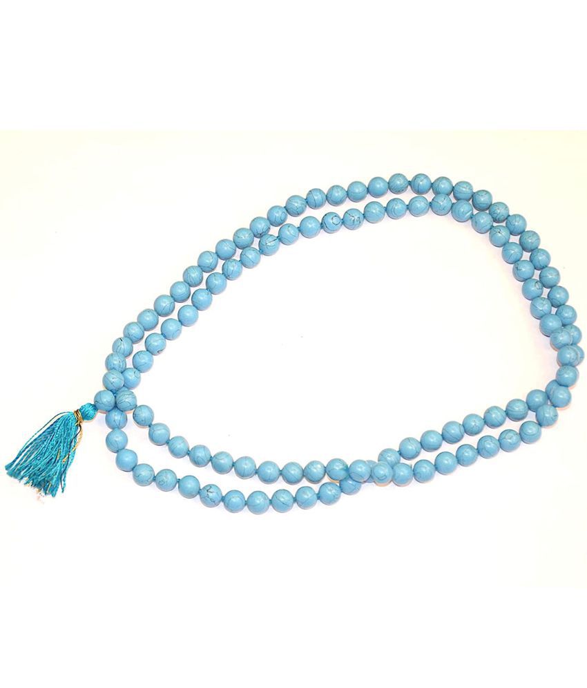     			RUDRADIVINE Natural 8 mm Turquoise 108 and 1 Beads Hand Knotted Mala for Unisex
