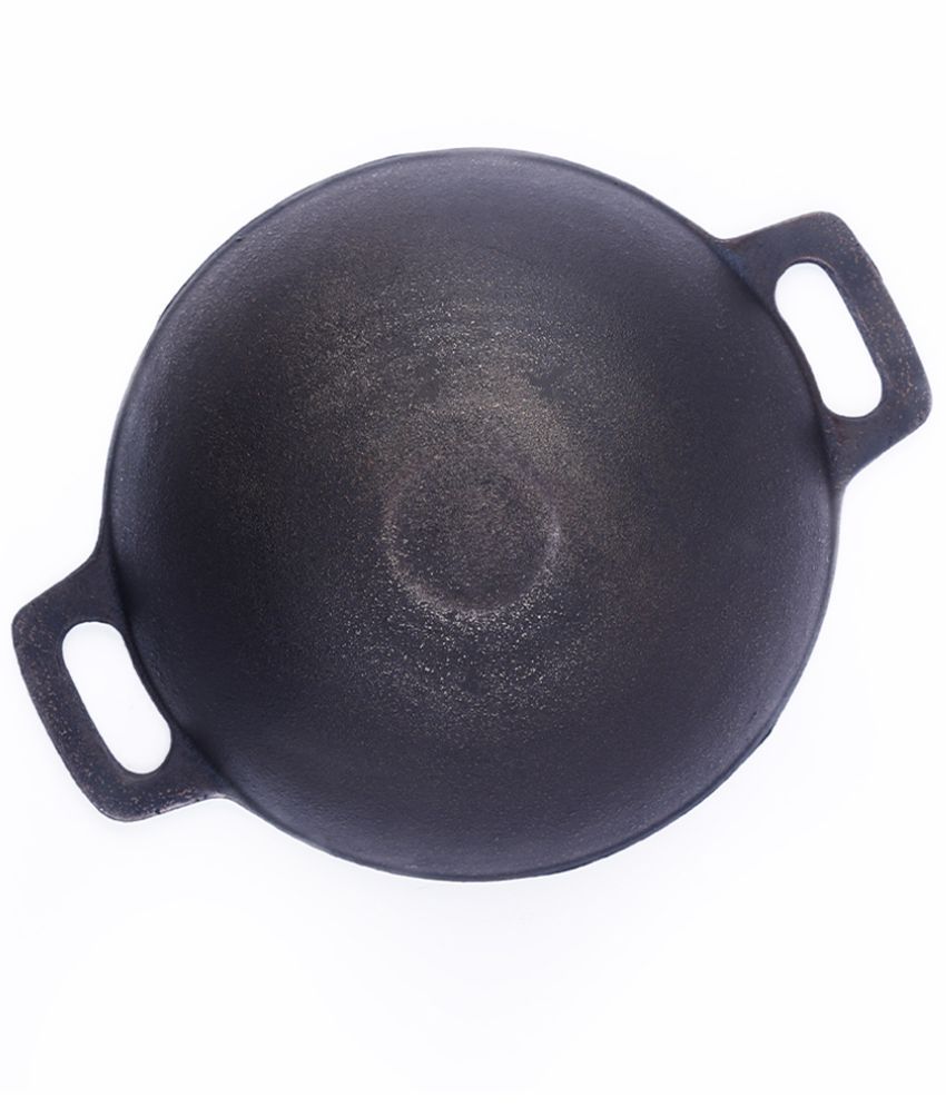 The Indus Valley Cast Iron Flat Base Deep Kadhai 1500 mL Buy Online at