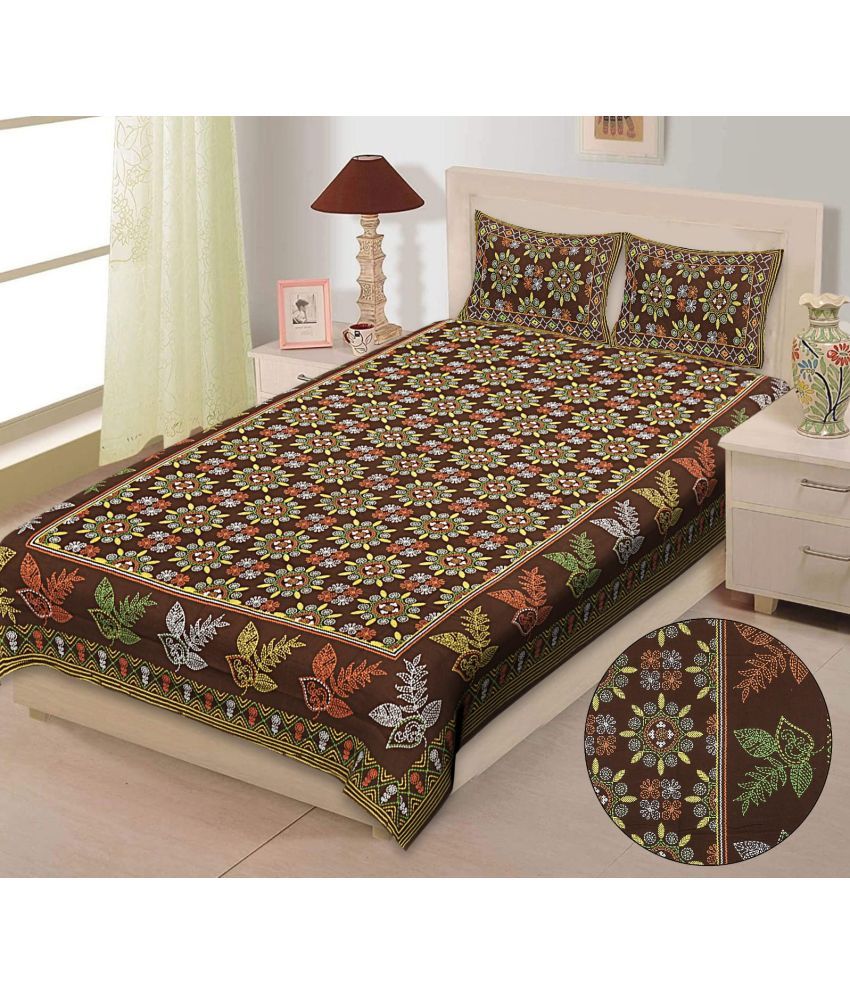     			Loom & Tiles Cotton Single Bedsheet with 2 Pillow Covers ( 256 cm x 177 cm )