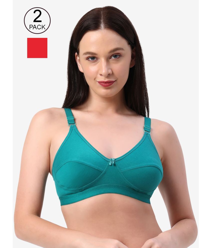 Buy Poly Cotton Minimizer Bra Multi Color Pack of 2