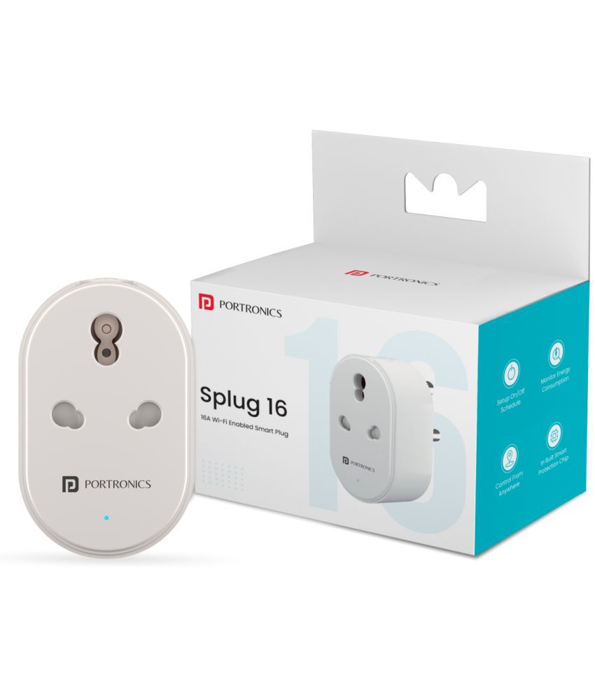     			Portronics Splug 16:16A Wi-Fi Enabled Smart Plug ,White (POR 1475)