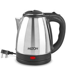 Milton Go Electro 1.2 Stainless Steel Electric Kettle, 1 Piece, 1200 ml, Silver | Power Indicator | 1500 Watts | Auto Cut-off | Detachable 360 Degree Connector | Boiler for Water