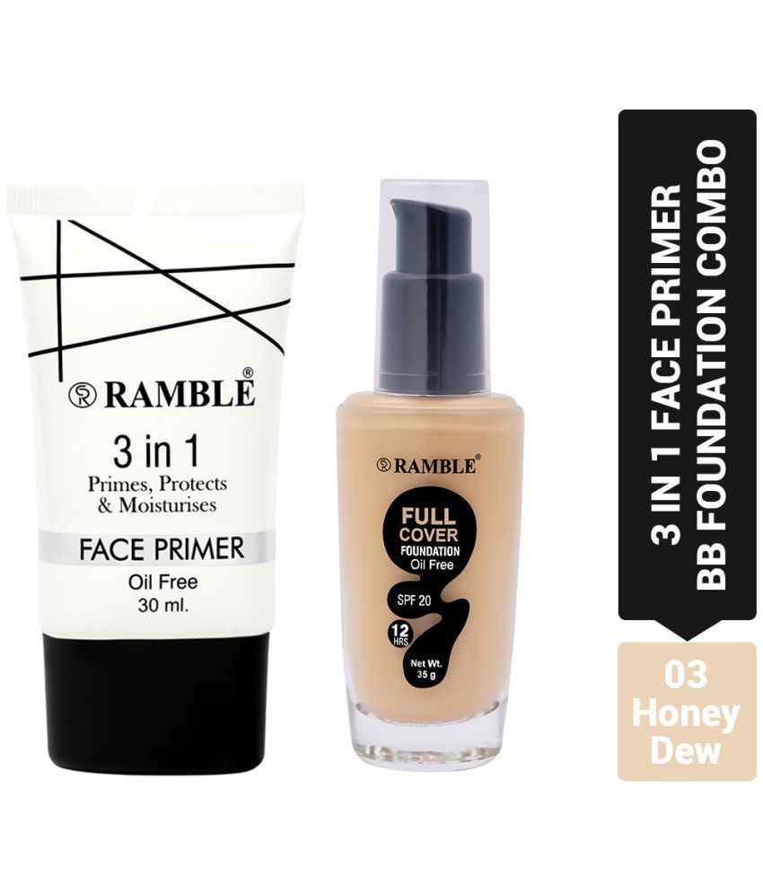     			RC RAMBLE 3 in 1 Primer and  Full Cover Foundation (Honey Dew ) Face Pack of 2 65