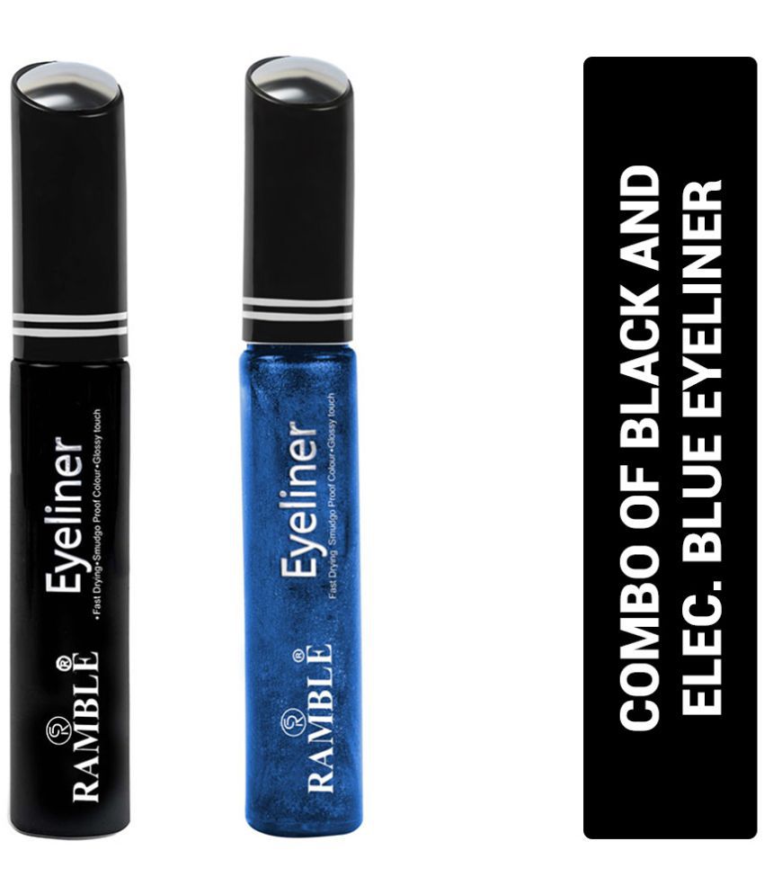 RC RAMBLE Electric Blue & Black Liquid Eyeliner Black Pack of 2 9 mL