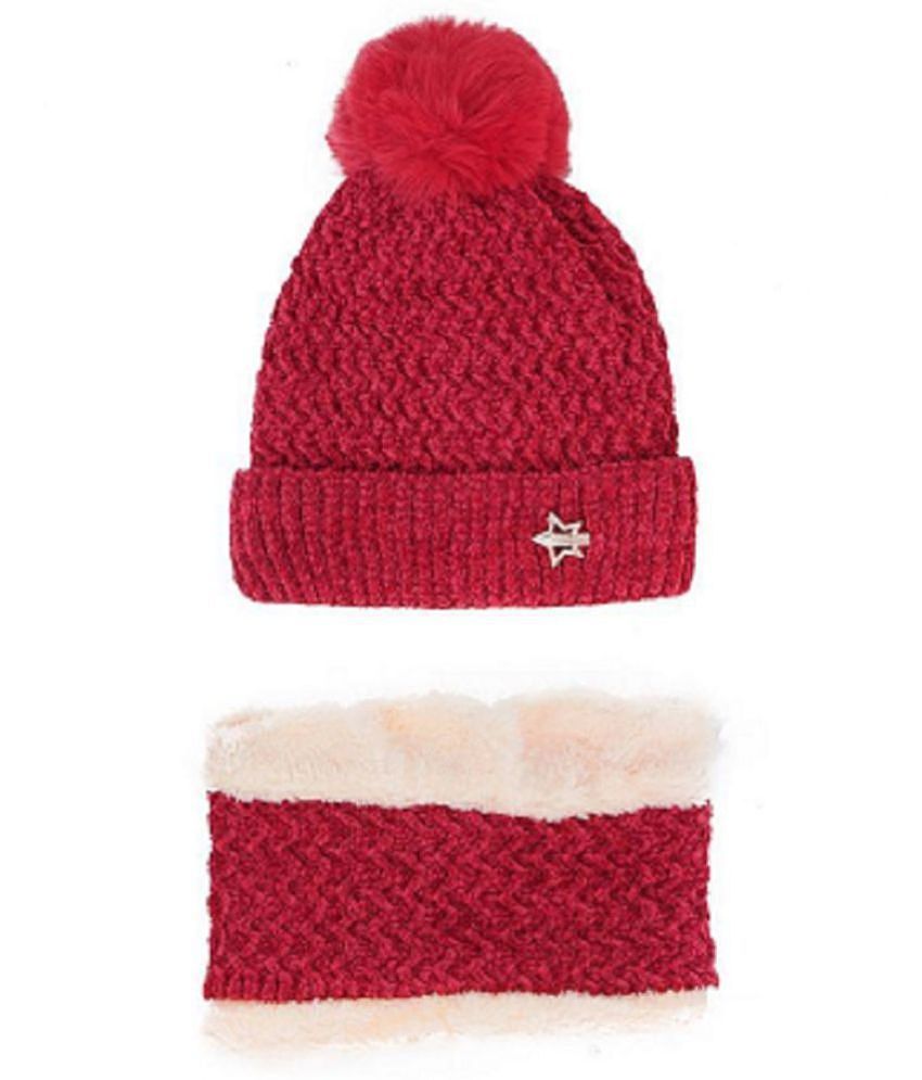 Top Men PENYAN Girls Red Woollen Caps For Winter ( Pack of 1 ) - Red 2025 at ShopCircuit | ONDC