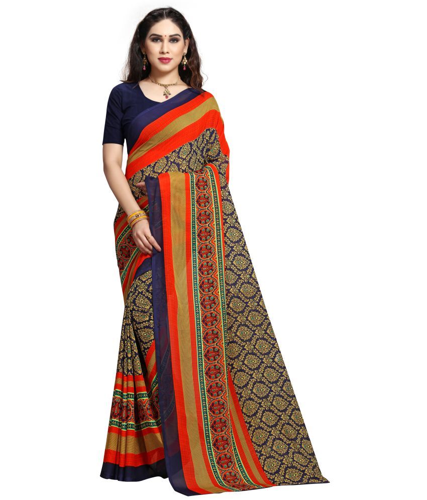     			Kashvi Sarees Blue Georgette Saree