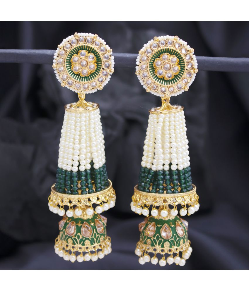     			Sukkhi Adorable Pearl Gold Plated Kundan Meenakari Jhumki Earring for Women