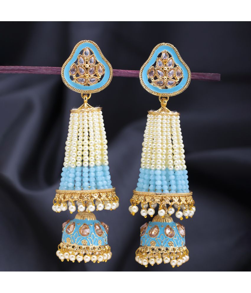     			Sukkhi Pleasing Pearl Gold Plated Kundan Meenakari Jhumki Earring for Women