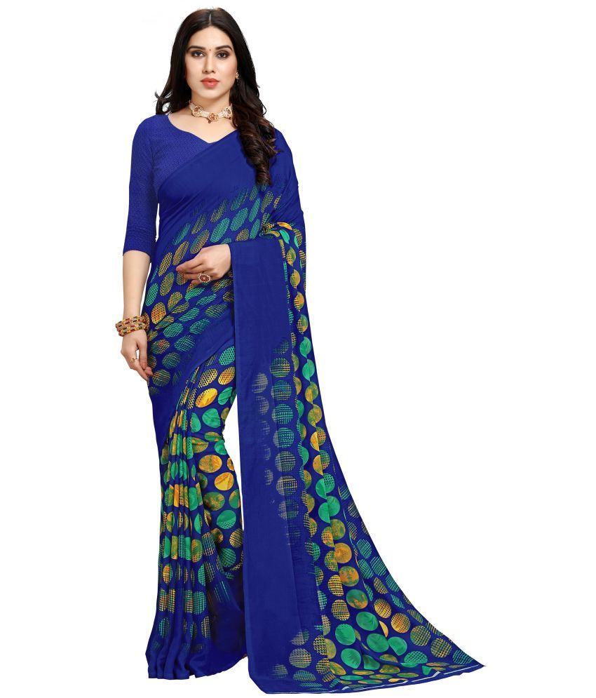     			Kashvi Sarees Blue Georgette Saree