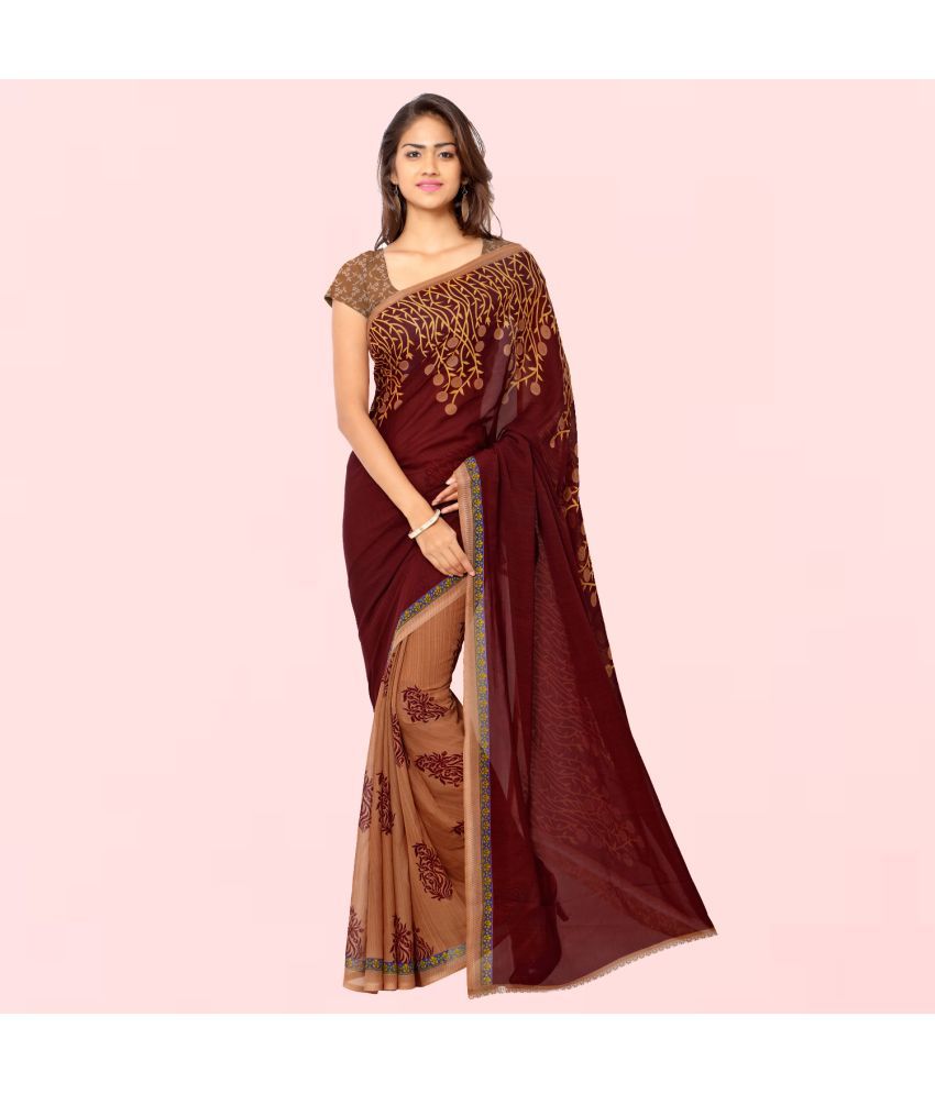     			Kashvi Sarees Brown Georgette Saree