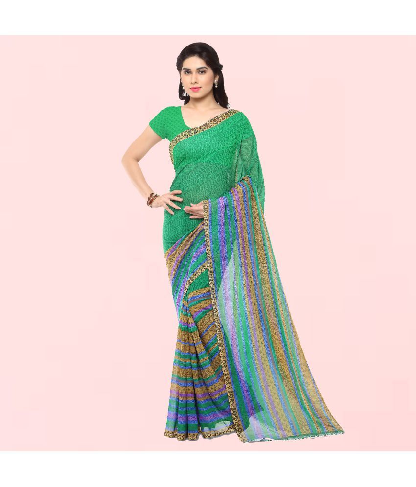     			Kashvi Sarees Green Georgette Saree