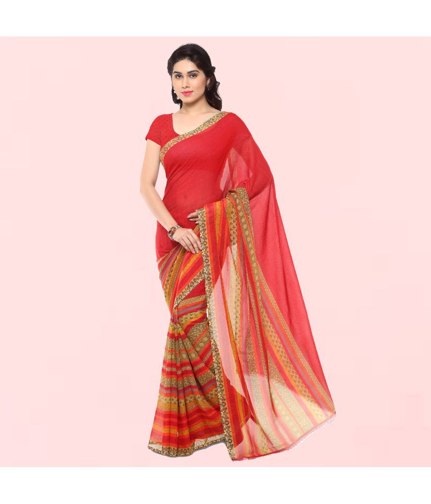     			Kashvi Sarees Red Georgette Saree