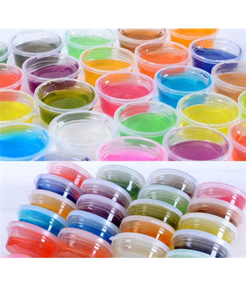 Slime Kit, 24pcs Non-Toxic Crystal Slime Soft Jelly Clay Putty Mud Stress Relief Toy Jelly Toy for Kids & Adult, Includes Moulds and Straws, DIY Slime Making
