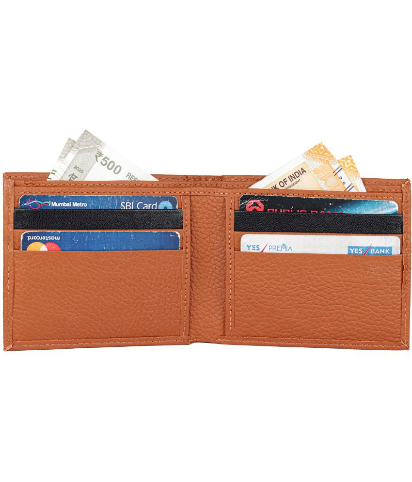     			Tough Tan Leather ATM + Money Slot 6 Slot Card Holder For Men & Women