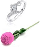 Vighnaharta Valentine Day Ring With Beautiful Pink ROSE Box Gift for Girlfriend.Valentine Rose pink Rose Box cz american Diamond for girlfriend Rose plastic rose for women and girls