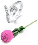 Vighnaharta Valentine Day Ring With Beautiful Pink ROSE Box Gift for Girlfriend.Valentine Rose pink Rose Box cz american Diamond for girlfriend Rose plastic rose for women and girls