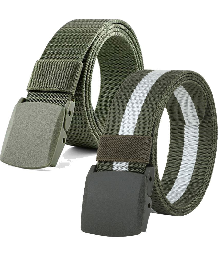     			Loopa Green Nylon Casual Belt Pack of 2