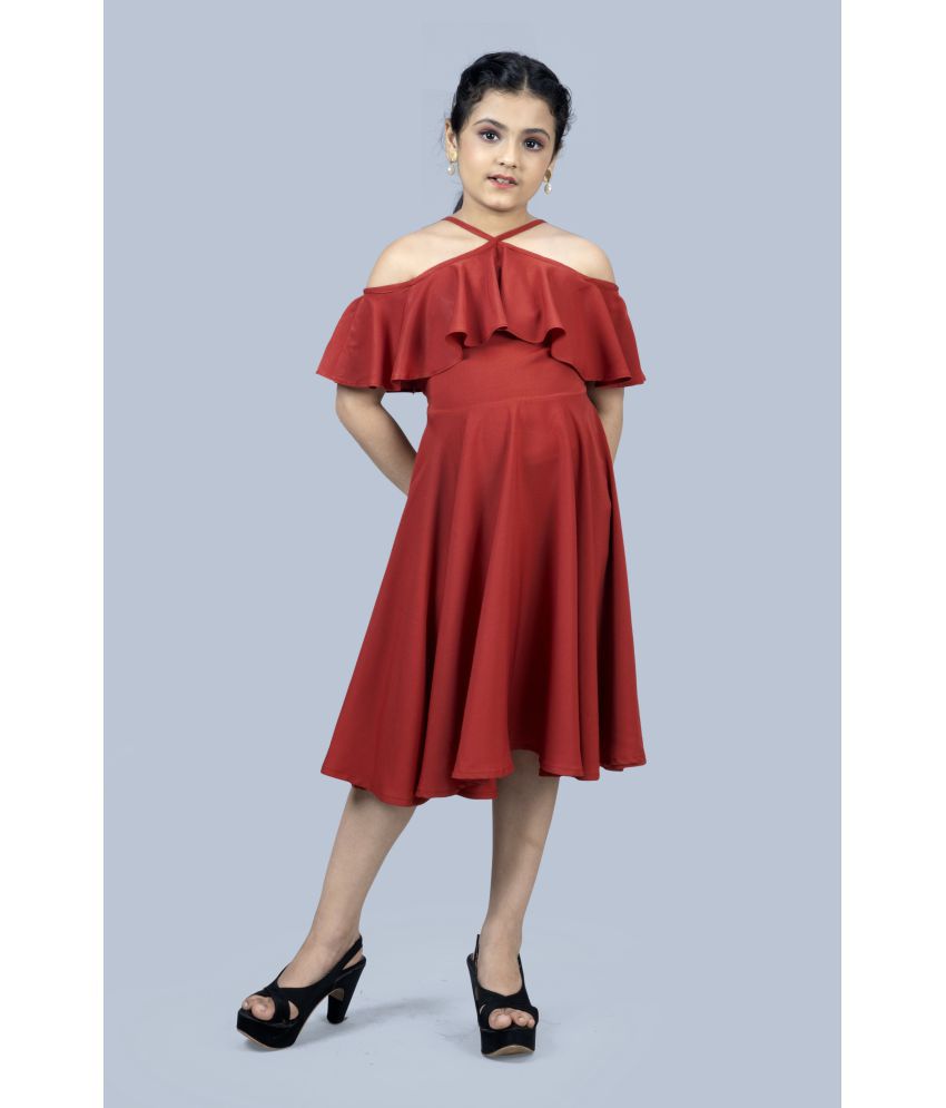     			Mirrow Trade Girls Crepe Fit And Flare knee Length Dress