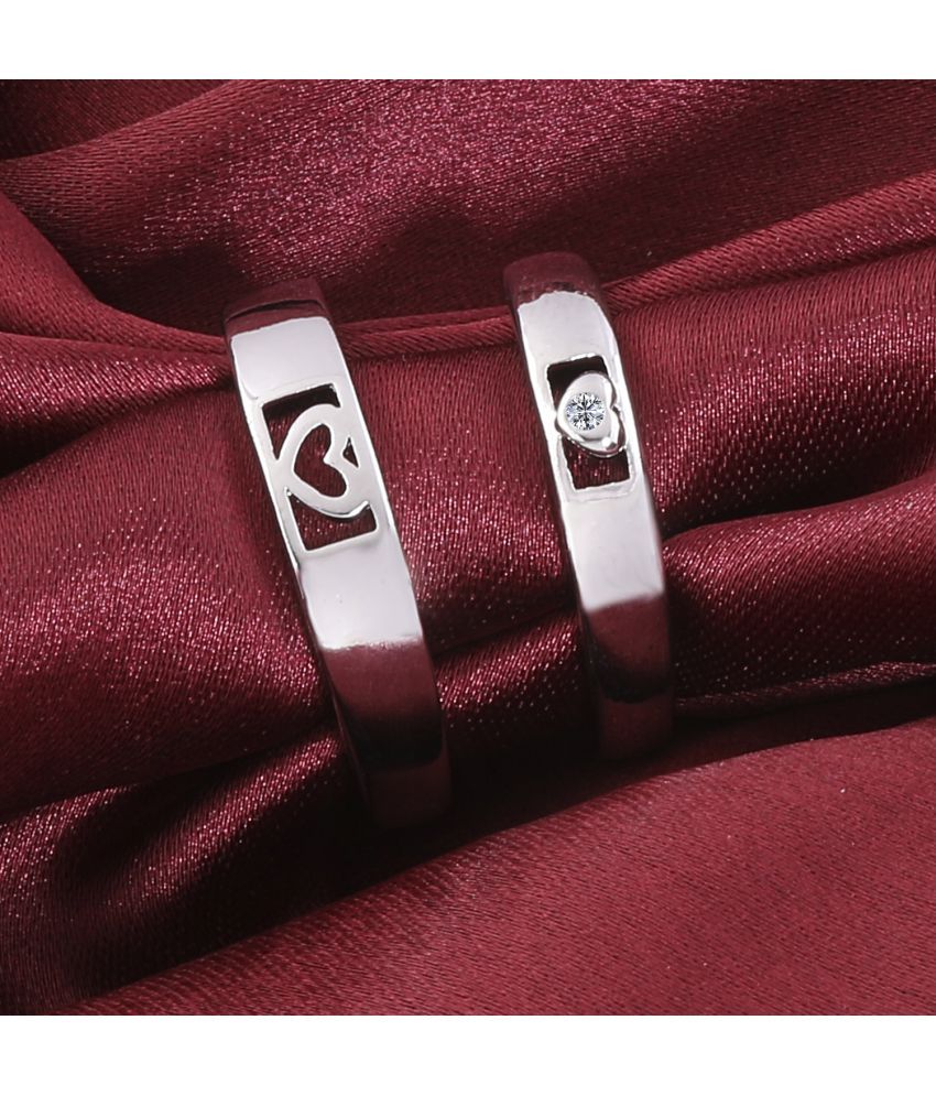     			Paola Special For  Couple Ring  Valentines Lovers Ring Set  Adjustable  Silver Plated For Women And Men