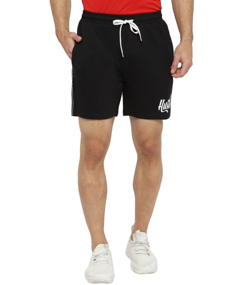     			YUUKI Black Polyester Cotton Running Shorts Single