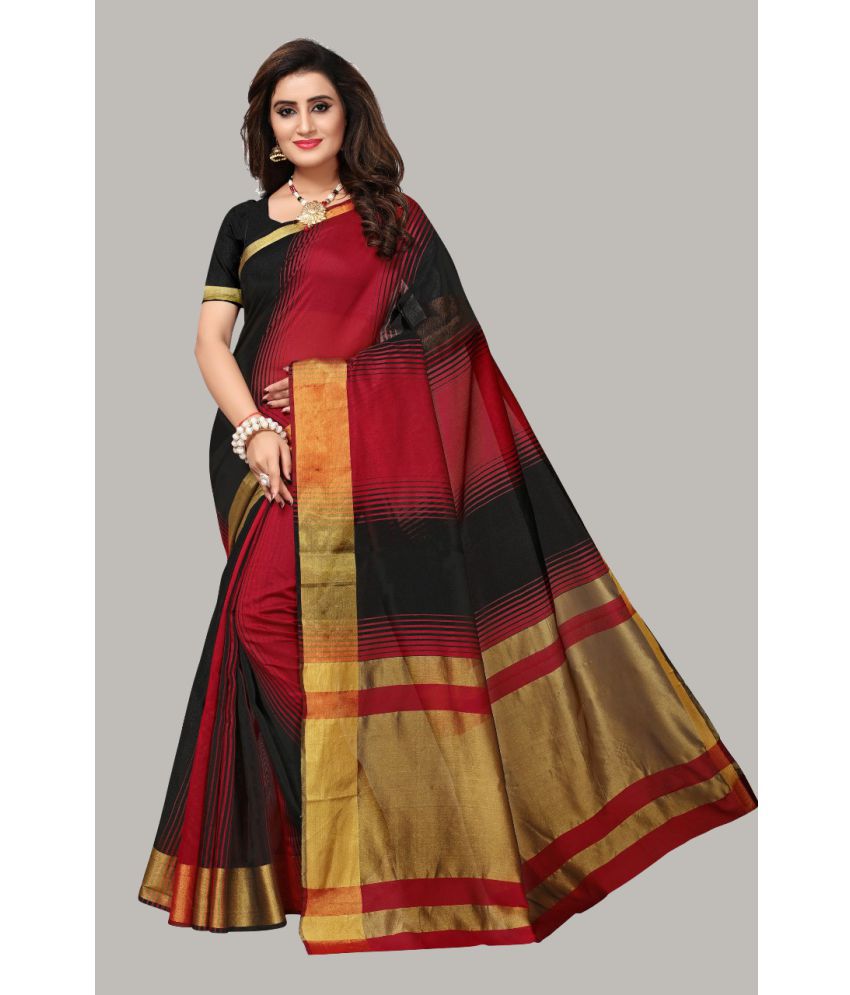     			Bhuwal Fashion Black Cotton Silk Saree - Single