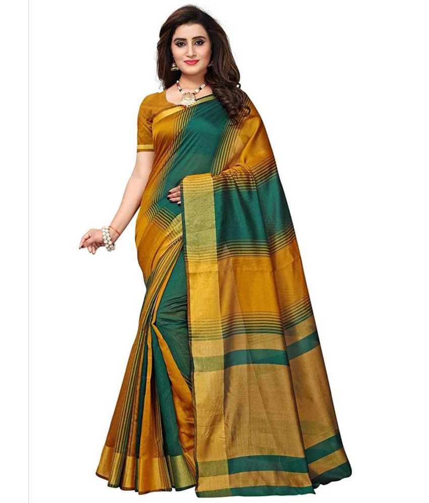 Bhuwal Fashion Light Green Cotton Silk Saree - Single