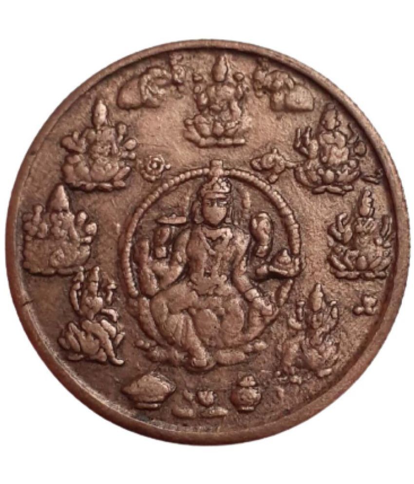     			VINTAGE SHOP - MAA LAXMI GANESH SARASWATI ROUND EAST INDIA COMPANY ANNA 1818 MATA COIN 1 Numismatic Coins