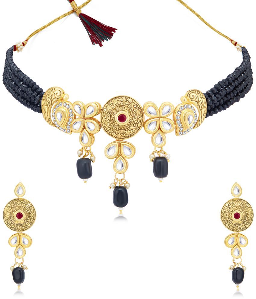     			Sukkhi Alloy Black Traditional Necklaces Set Collar