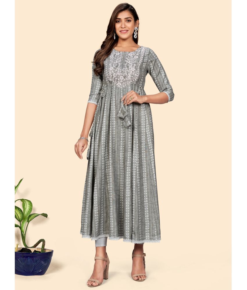     			Vbuyz - Green Cotton Blend Women's A-line Kurti