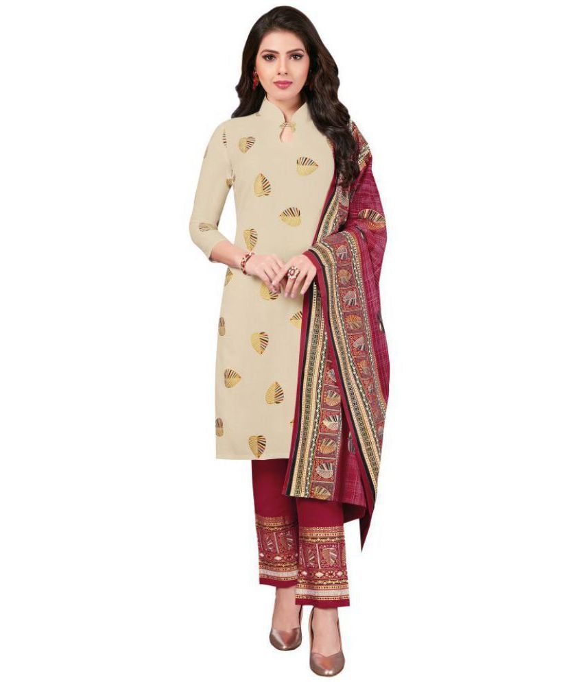     			shree jeenmata collection - Beige Straight Rayon Women's Stitched Salwar Suit ( Pack of 1 )