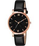 EMPERO - Black Leather Analog Womens Watch