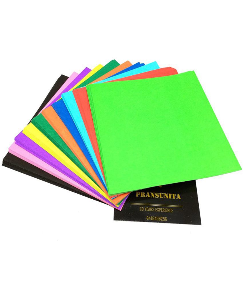     			PRANSUNITA Origami Paper 200 Sheets, 140 GSM Premium Quality for Arts and Crafts, Multicolor- Same Color on Both Sides- Size 14 x 14 cm for Origami, Scrapbooking, Hobby Crafts, Project Work etc.
