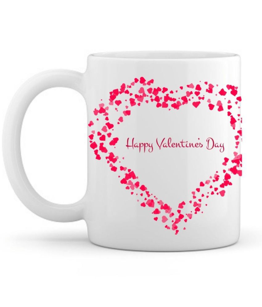thriftkart Ceramic Heart printed Valentine Mugs - Pack of 1