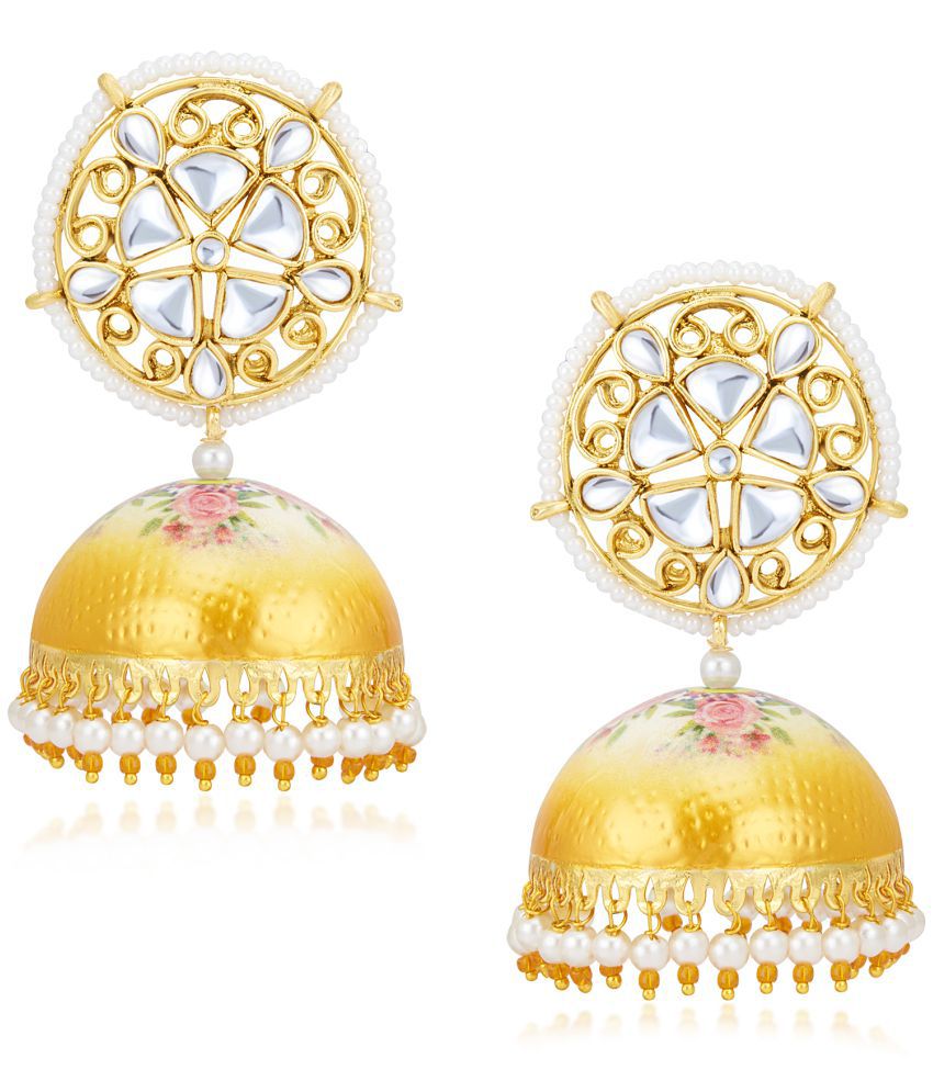     			Sukkhi Lovely Pearl Gold Plated Kundan Jhumki Earring for Women