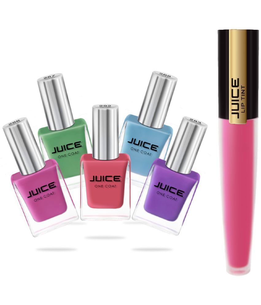     			Juice CORAL SUNSET,PINK,BLUE,PURPLE,GREEN Nail Polish 266,267,268,283,292 Multi Glossy Pack of 6 59 mL