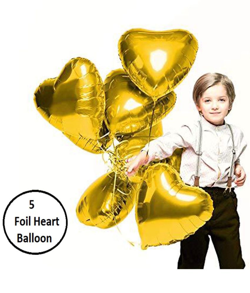     			Kiran Enterprises 5pcs Golden Heart Foil Letter Balloon