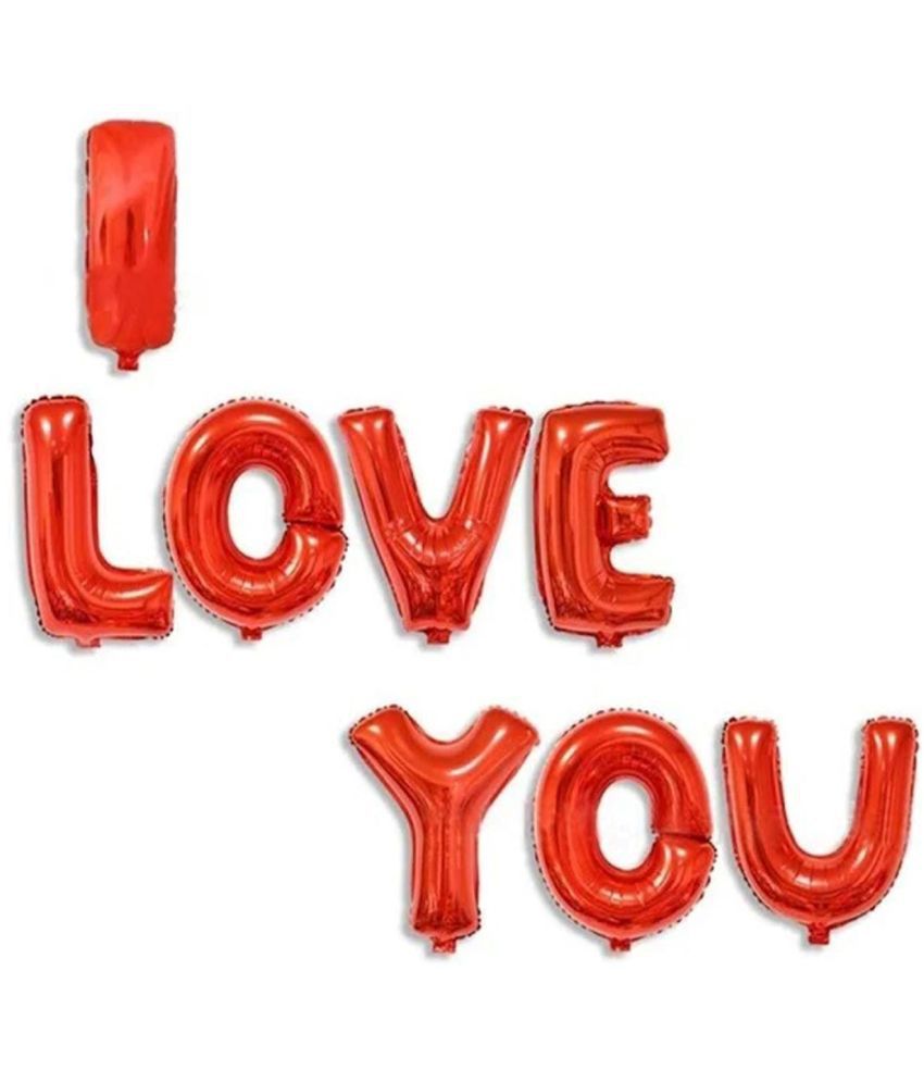     			Kiran Enterprises Red I Love You Foil Letter Balloon