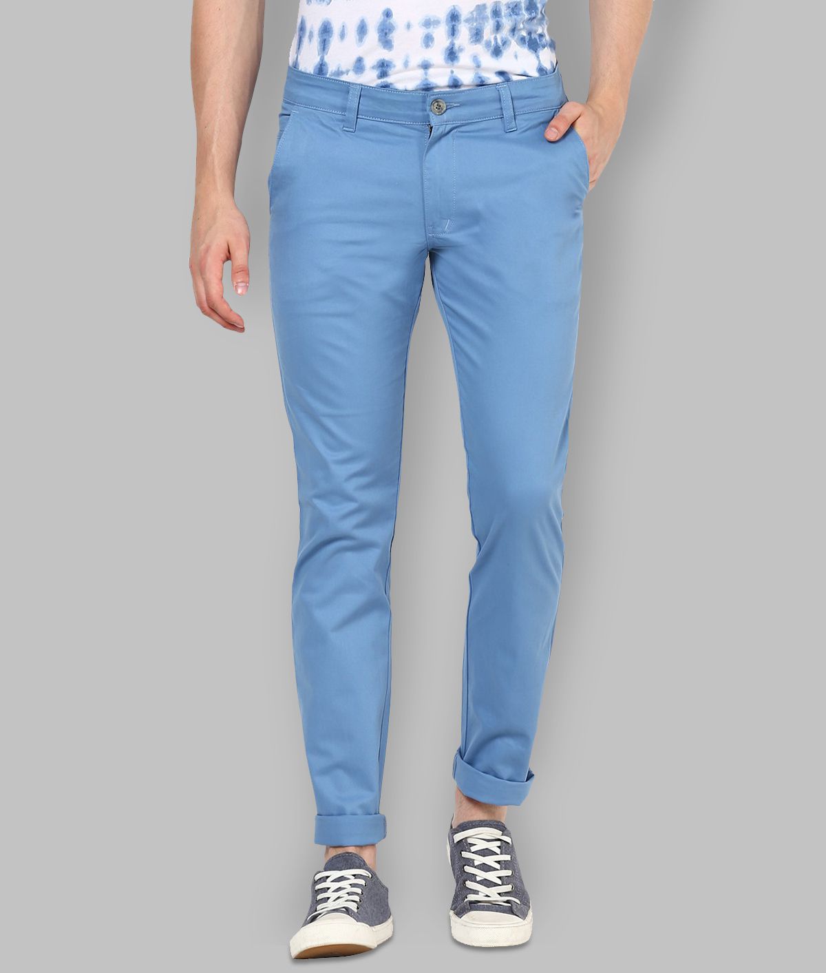 Urbano Fashion Light Blue Slim -Fit Trousers