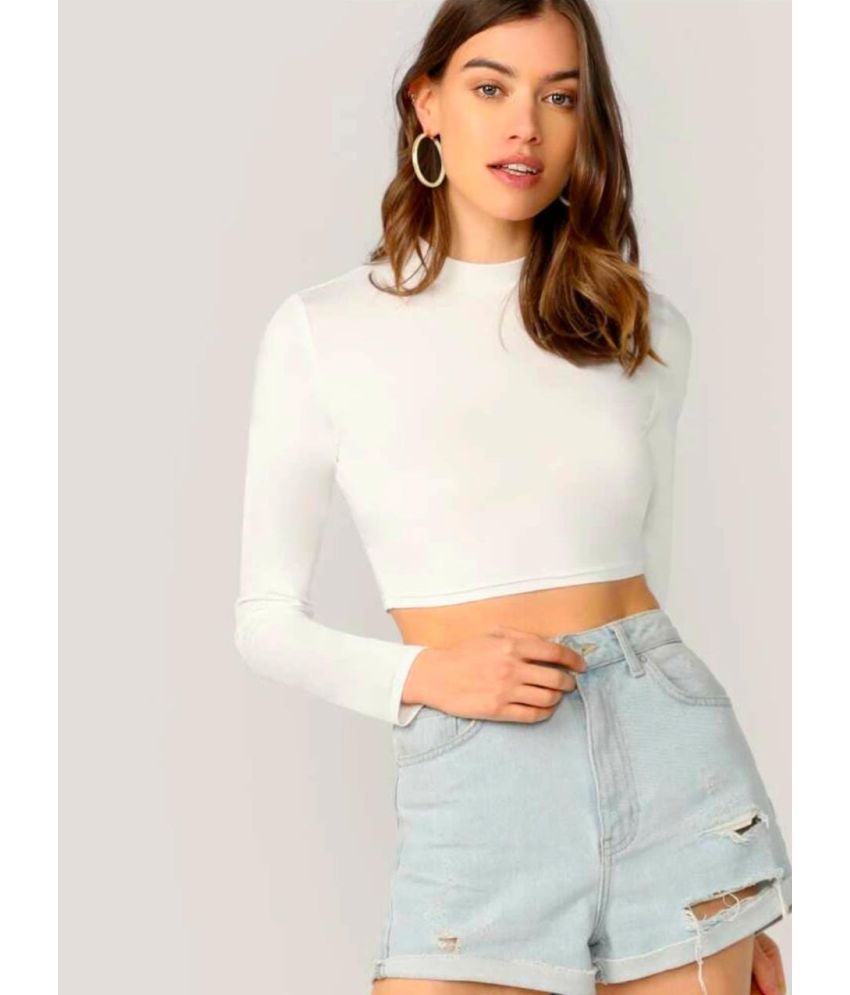     			Dream Beauty Fashion Polyester Blended Crop Tops - Off White Single