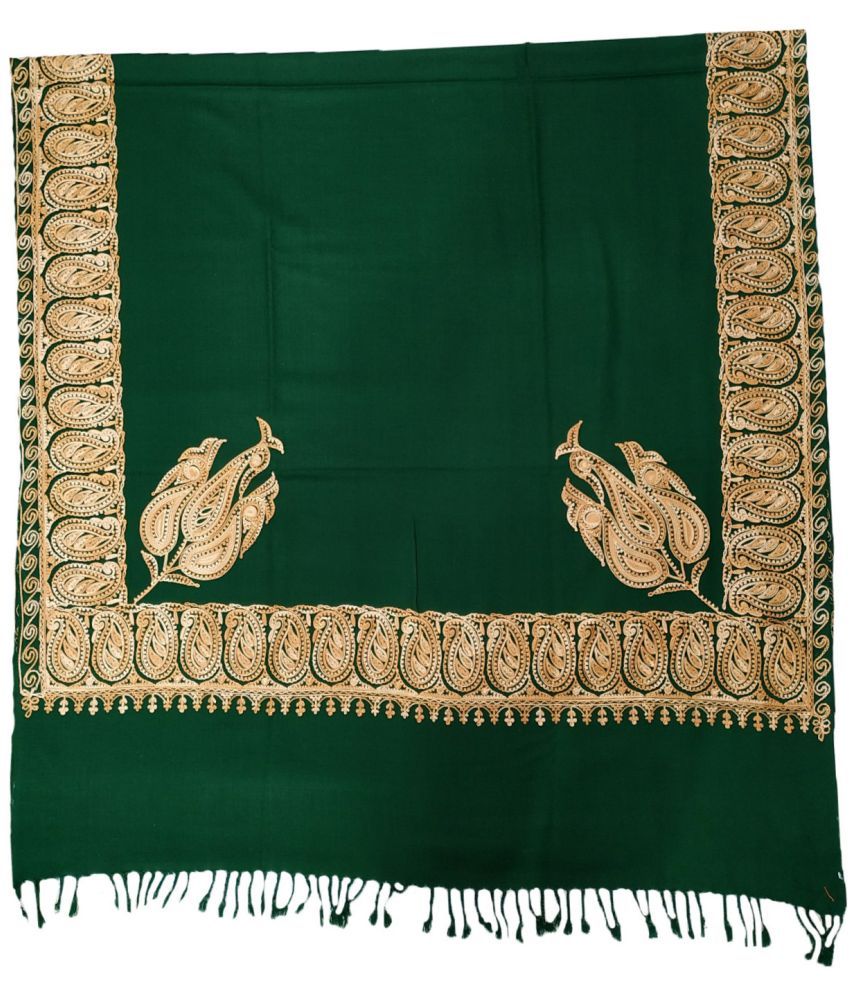     			Soul Essence Green Kashmiri Shawl - Single