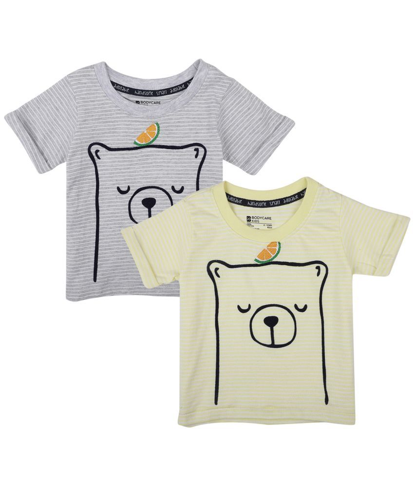     			BOYS TSHIRT ROUND NECK HALF SLEEVES OFF YELLOW & OFF GREY