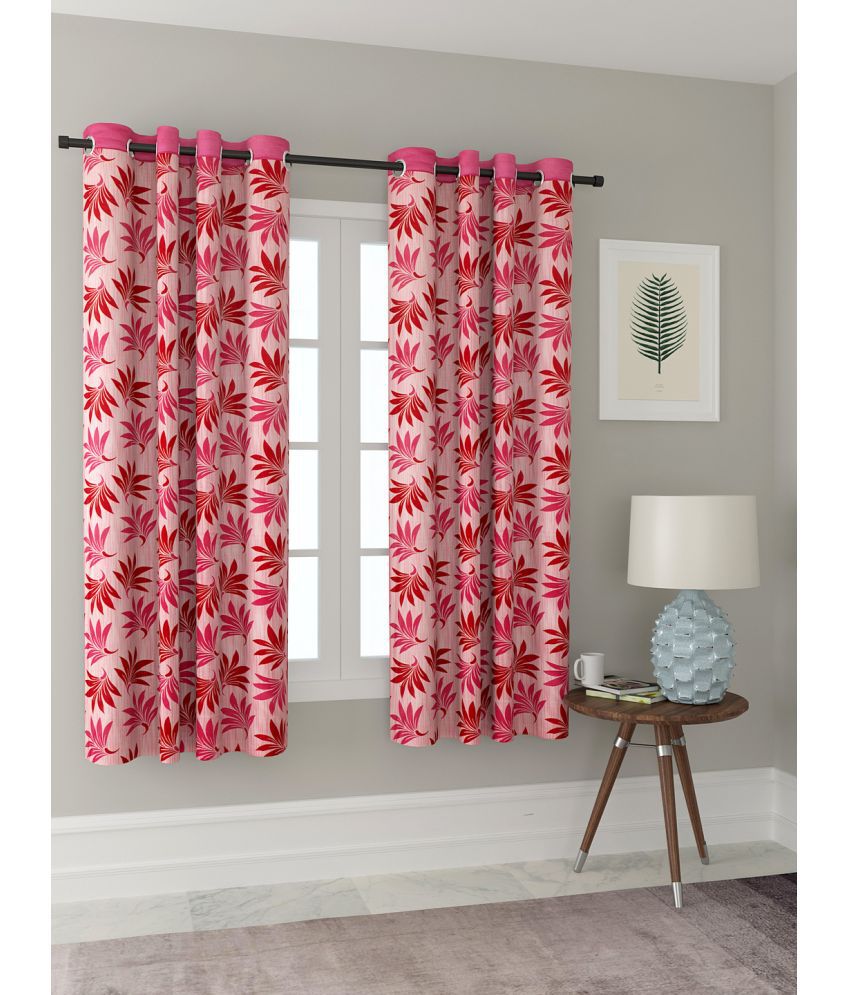     			Cortina Set of 2 Door Transparent Eyelet Polyester Pink Curtains ( 210 x 115 cm )