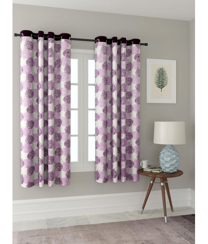 Cortina Set of 2 Door Transparent Eyelet Polyester Purple Curtains ( 210 x 115 cm )