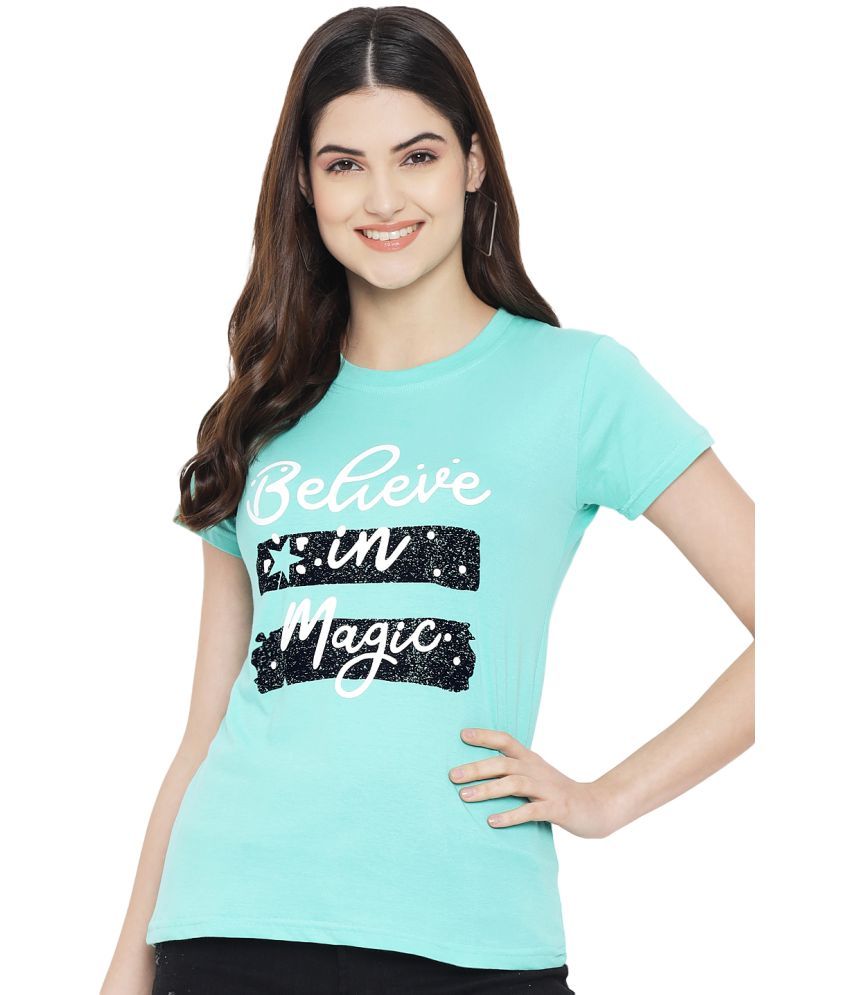     			Fabflee Cotton Turquoise T-Shirts - Single