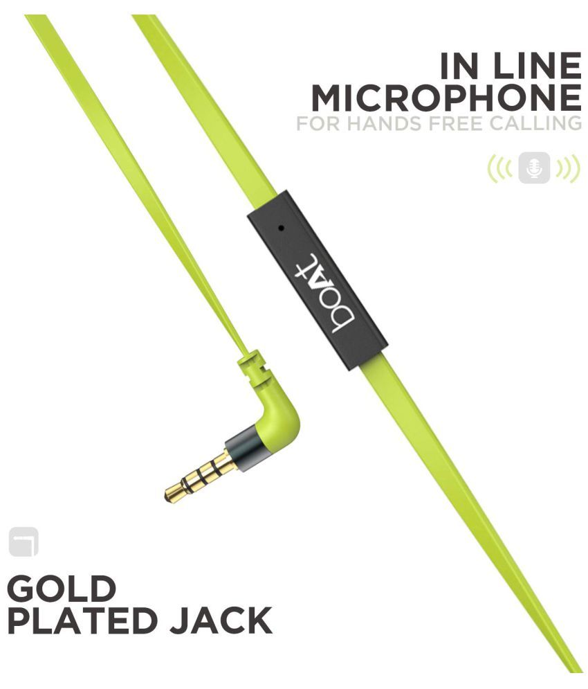 boAt BassHeads 220 (LIme) On Ear Wired With Mic Headphones/Earphones