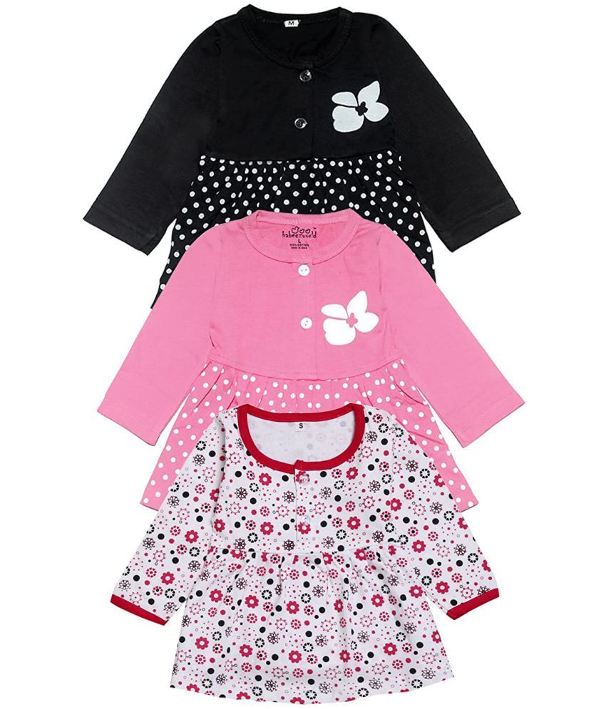     			Babeezworld Baby Girl’s Pure Cotton Knee Length Dress Pack Of 3