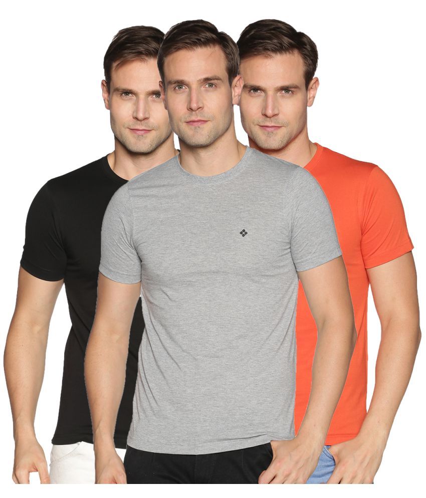     			Dollar Cotton Blend Regular Fit Solids Round Half Sleeves Multicolor Men T-Shirt Pack of 3