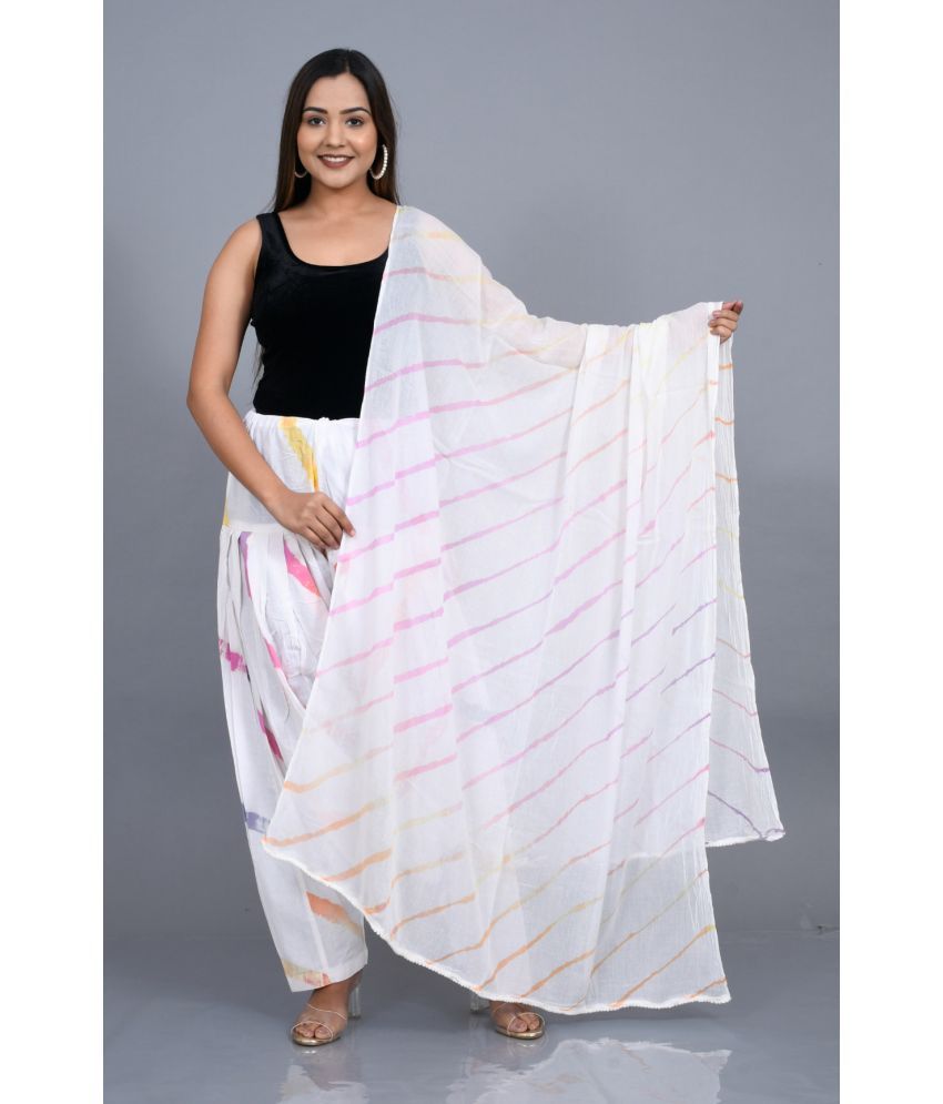     			FABRR White Cotton Patiala With Dupatta - Single