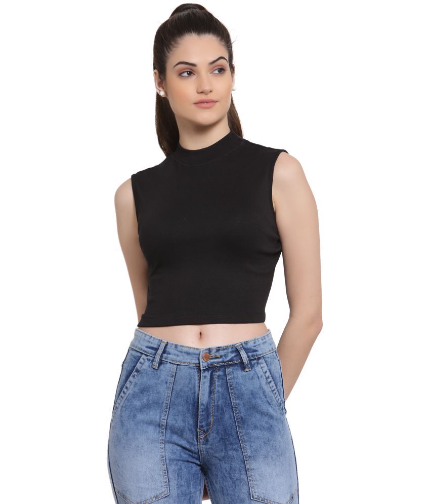     			Style Quotient - Black Cotton Women's Crop Top