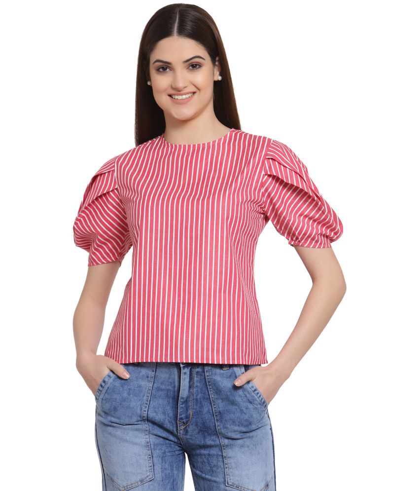     			Style Quotient Poly Cotton Regular Tops - Red Single